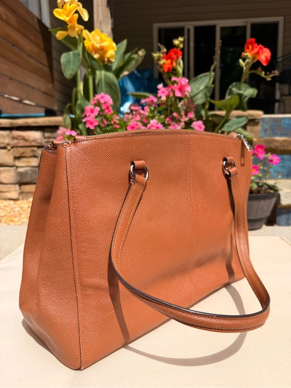 Coach Signature Leather Tote Bag in Saddle Brown 👜 - Picture 2 of 10